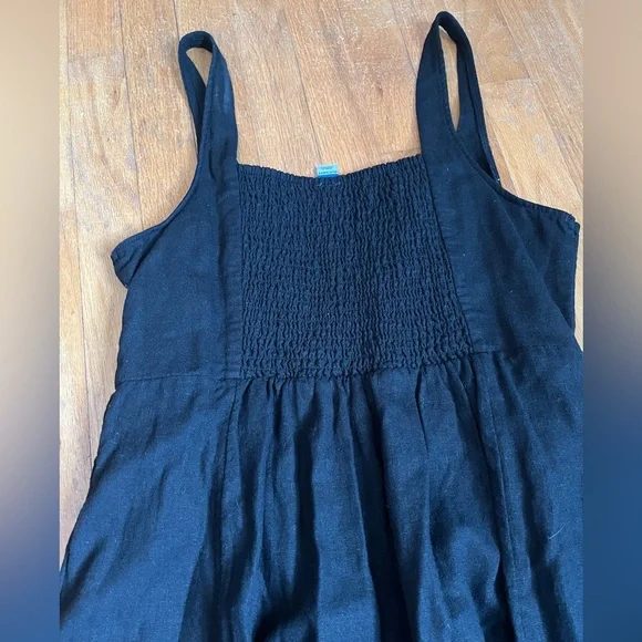 Fit & Flare Black Linen blend Midi Dress L - Picture 5 of 9